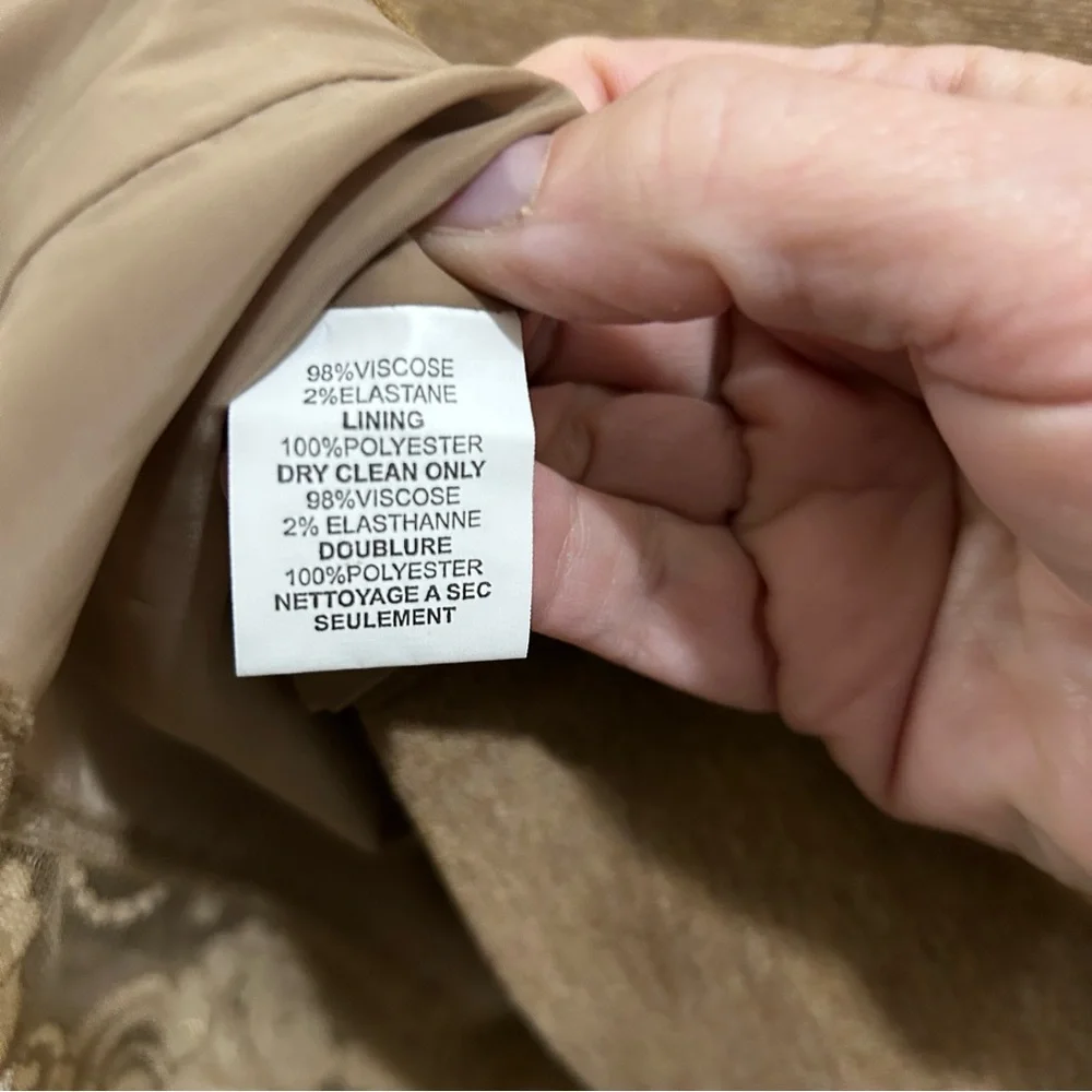 Trina Turk Mid-Length Tan Skirt with Built-in Lining and Pockets, Size 4 EUC
